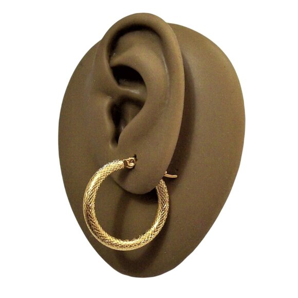 1 Inch 25mm Hoop Gold Tone Pierced Post Earrings - Picture 1 of 5